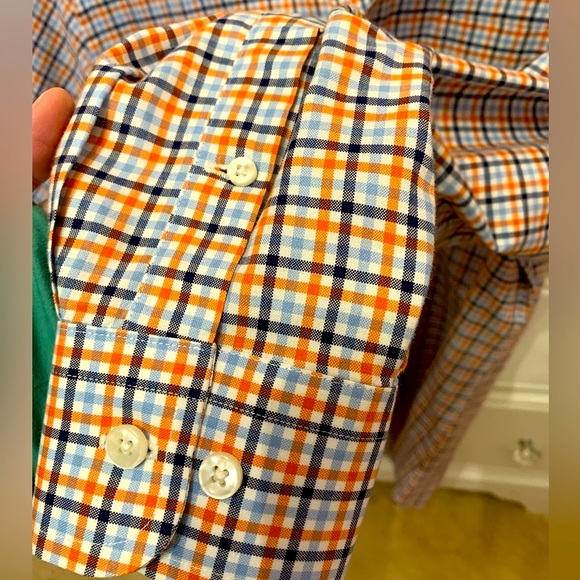 Size 16 Mens blue orange button down Neiman Marcus TechTrim Fit **2 for 20** - Picture 5 of 6